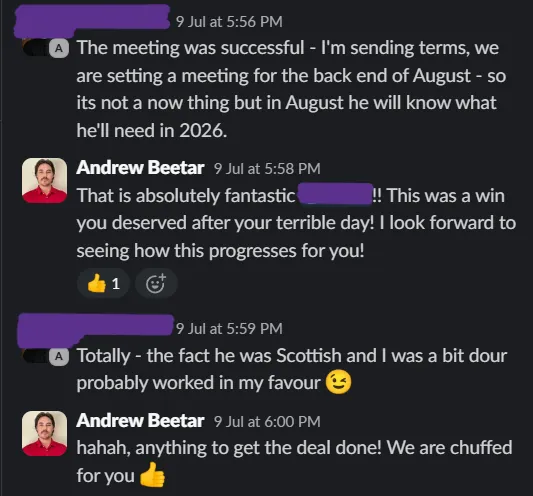 Client message screenshot