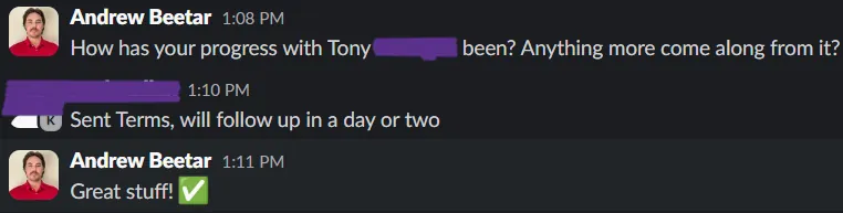 Client message screenshot