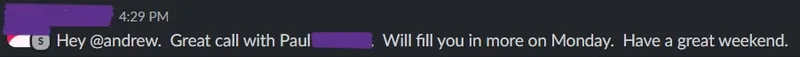 Client message screenshot