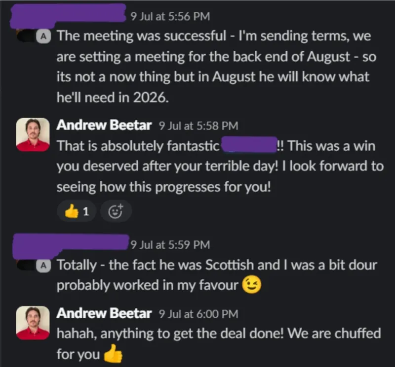 Client message screenshot
