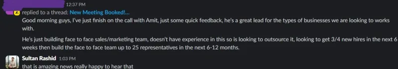 Client message screenshot