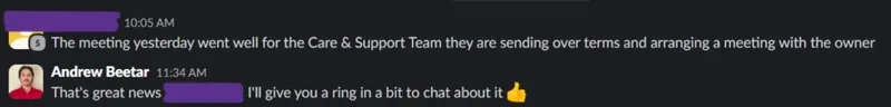 Client message screenshot