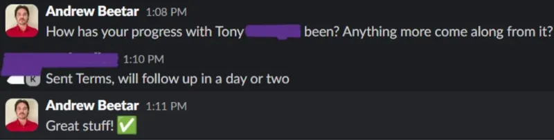 Client message screenshot